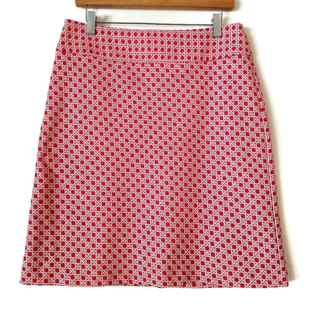 Talbots Petites red white braided pattern skirt